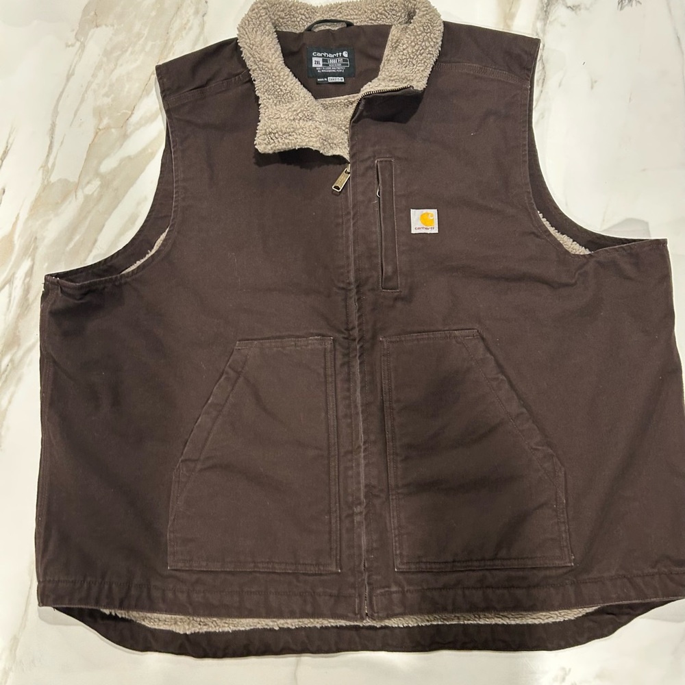 Carhartt Dark Brown Sherpa-Lined Vest Men